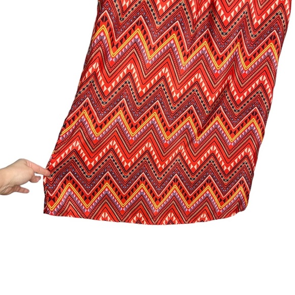 No Boundaries Red Chevron Striped Roll Tab Sleeve Dress - Picture 10 of 10